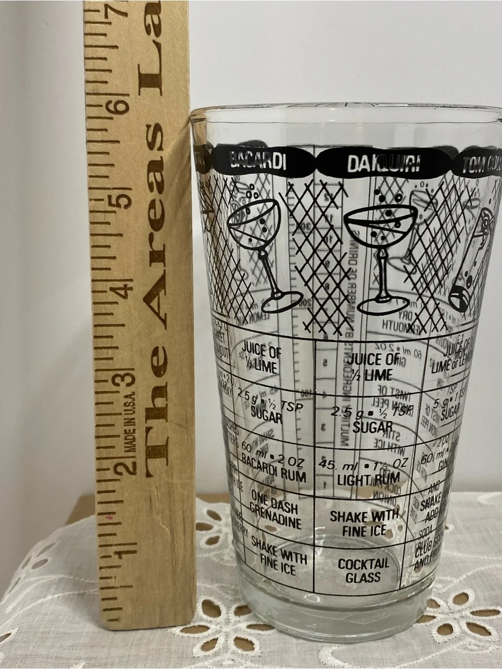Vintage Glass Irvinware Cocktail Recipe Mixing MCM Barware 14 Oz USA